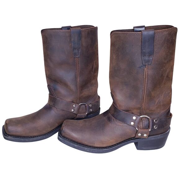 DURANGO Crossroads Brown Leather Harness Boots 11" DB594 Men's Size 11.5D ~ VGUC - Picture 1 of 14